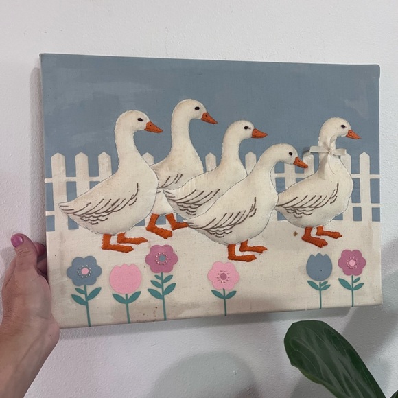 Vintage  parade country greesequilted stitchery picture - Picture 4 of 6